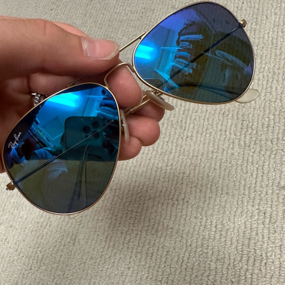 Ray-Ban Aviator Sunglasses Matte Gold & Blue
